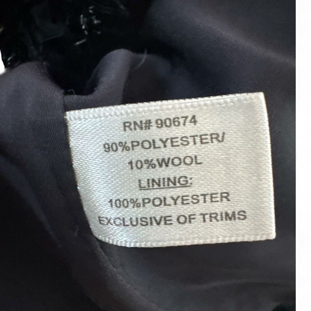 Boston Proper Women's Parisian Tweed Shimmer Chain Fringe Jacket Navy Gold Sz 12 - Picture 8 of 9